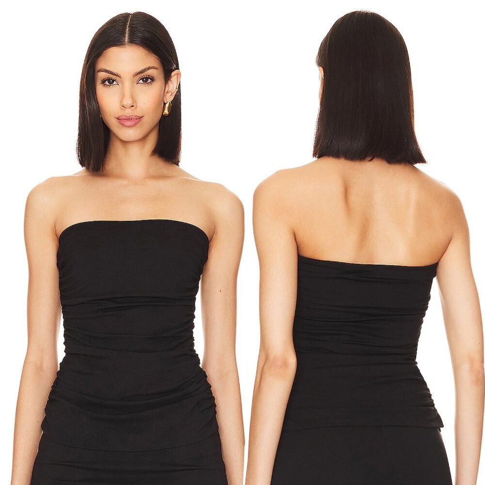 Lovers + Friends Black Kate Rouched Tube Top XS